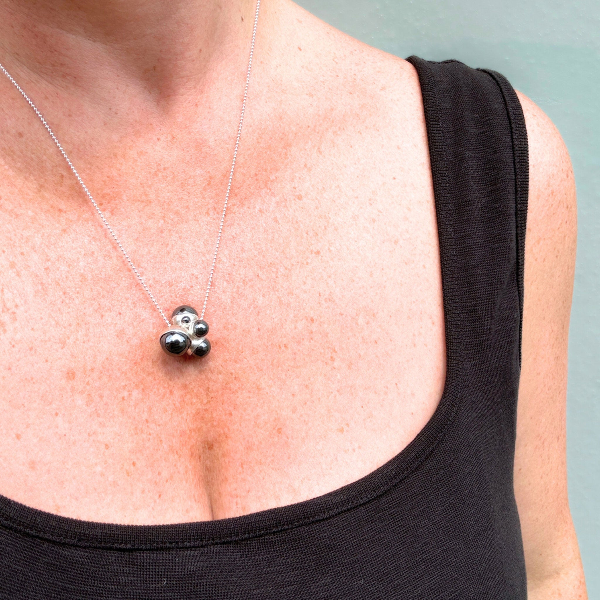 Sterling Silver and Haematite Cluster Pendant